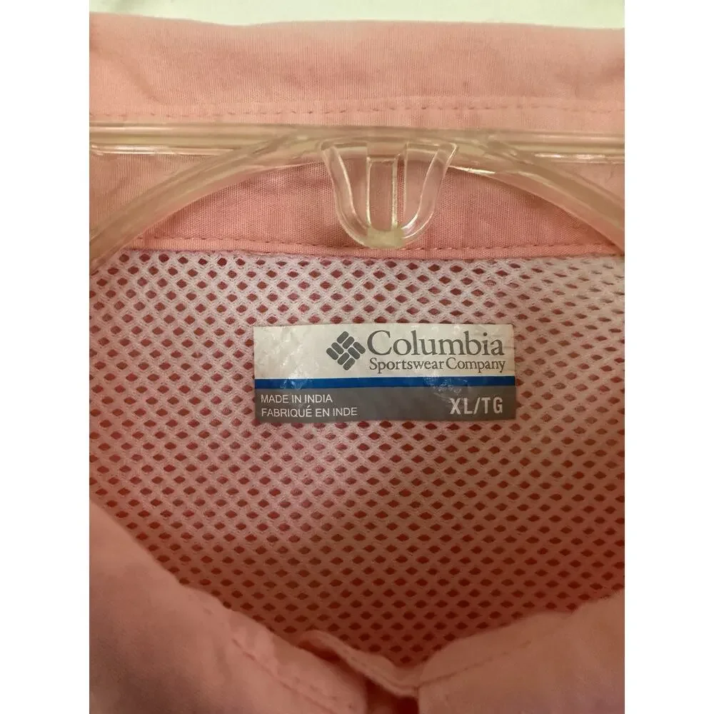 Columbia Shirt Womens Size XL Peach Long Sleeve Button Up PFG Fishing